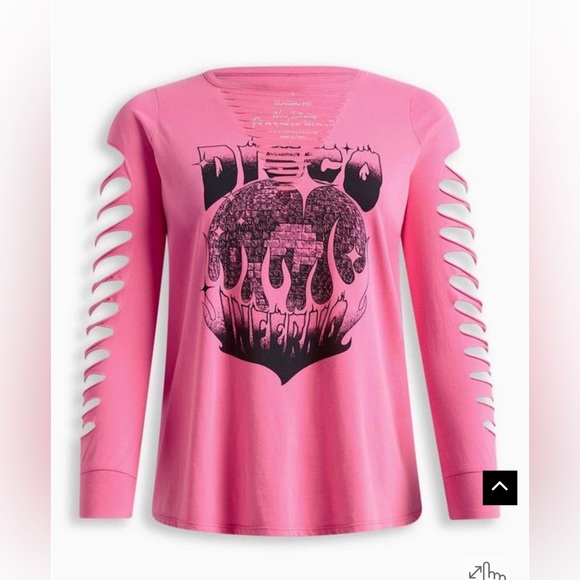 Torrid Graphic Classic Fit Cotton Slashed Neck Long Sleeve Tee EUC - Picture 5 of 8